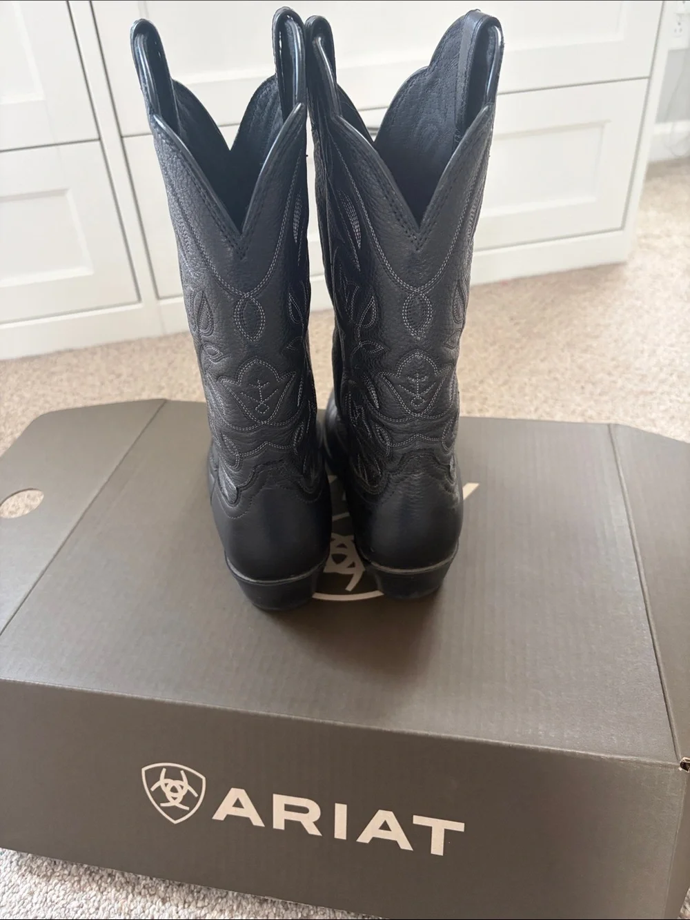 Ariat Black Embroidered Leather Cowboy Boots - Picture 2 of 4